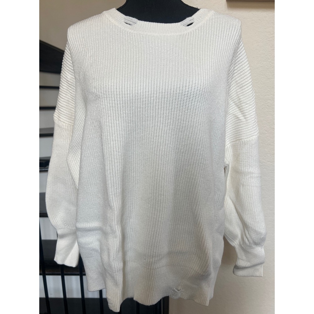 Oversized Cream Ribbed Sweater small - Picture 2 of 7